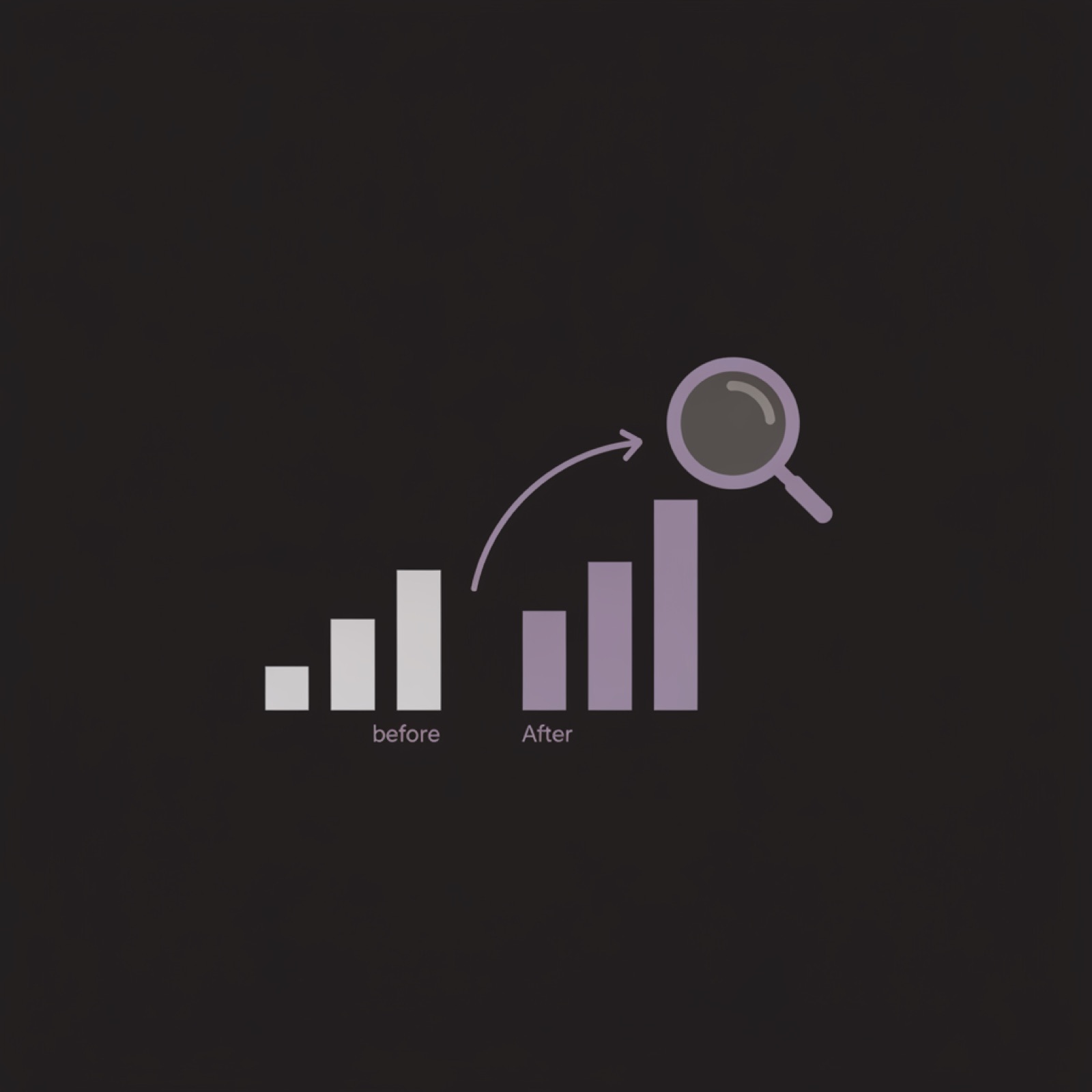 An illustration of before and after charts showing a rising trend, representing measuring your visibility over time.
